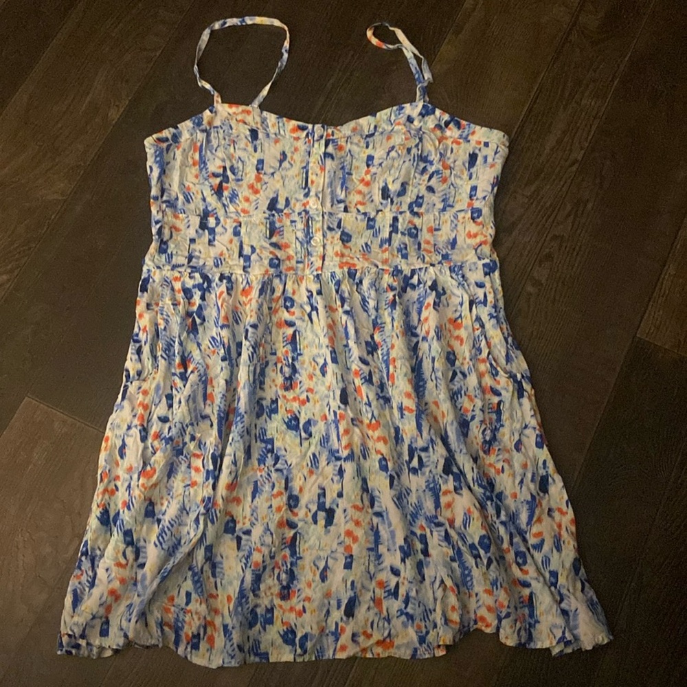 Multi color maxi dress soft and cute with wedges .